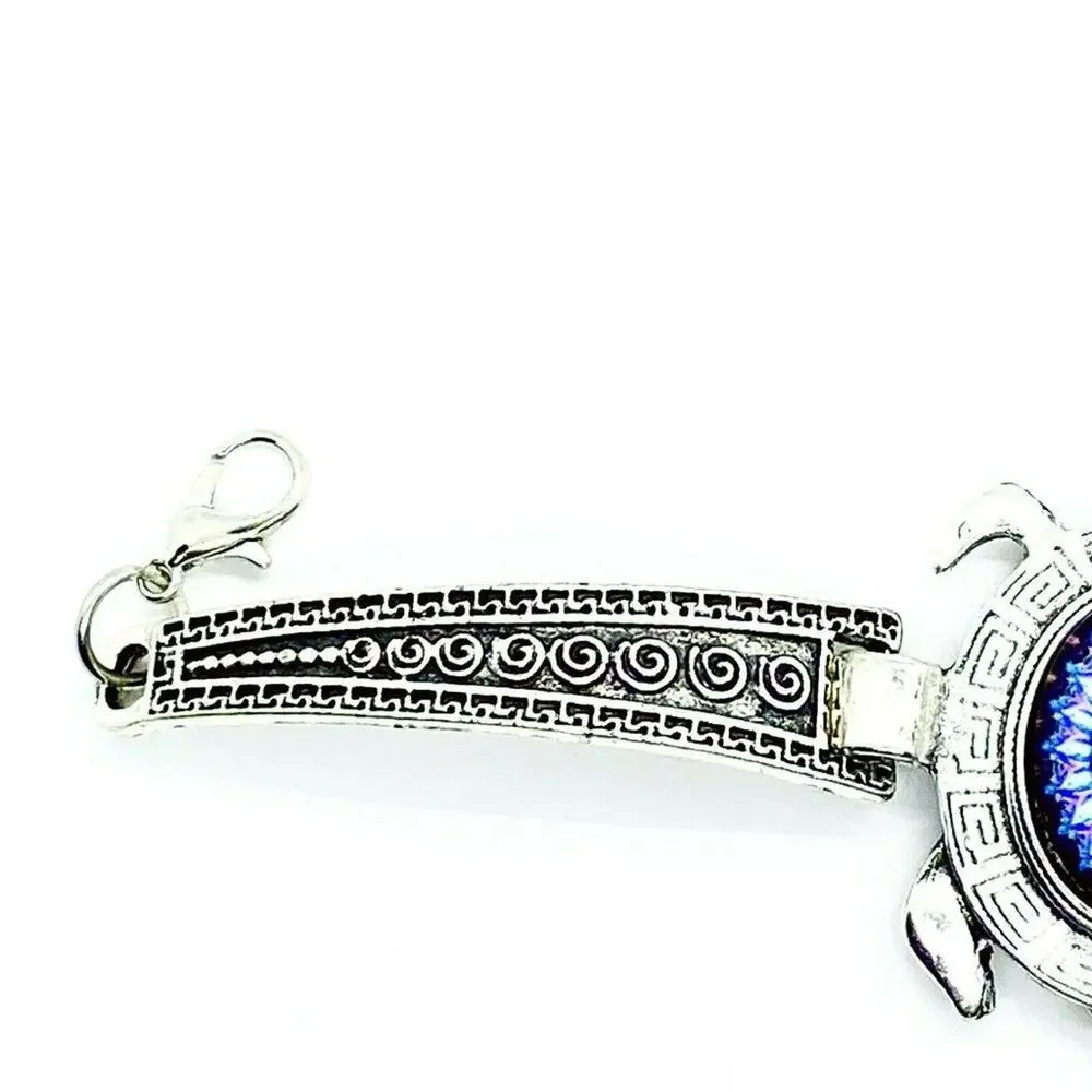 Boho Sea Turtle Rhinestone Silver-Tone Bracelet